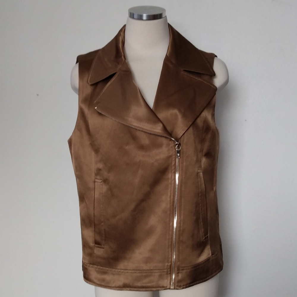 Massimo Dutti Satin Moto Vest Blouse